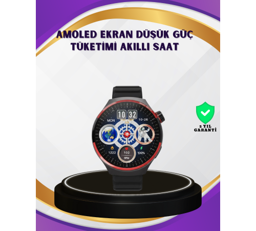 Dokunmatik Akıllı Saat Kablosuz Şarj AMOLED Ekran