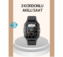 3 Kordonlu Akıllı Saat Uzun Pil Süreli
