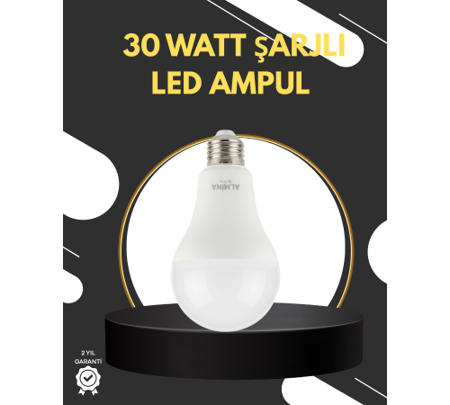 Acil Durumlar İçin Şarjlı LED Ampul 6400K Soğuk Beyaz 30 Watt
