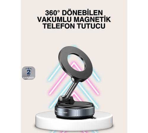 Güçlü Mıknatıslı Vakumlu Araç Telefon Tutucu Alüminyum Gövde