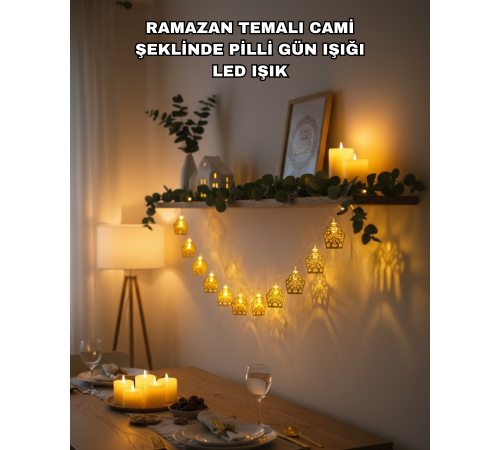 Ramazan Bayram Süslemesi İçin LED Işık Cami Figürlü Dekoratif Tasarım