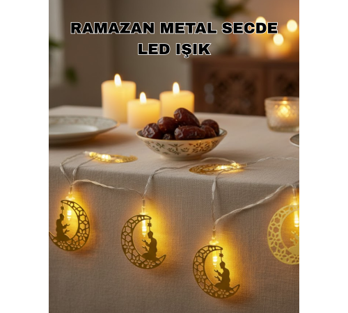 Ramazan Temalı Ay İçinde Secde Eden Adam LED Peri Işığı