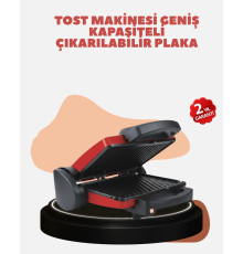 Kompakt Izgara ve Tost Makinesi – Çıkarılabilir Plaka, Döküm Gövde