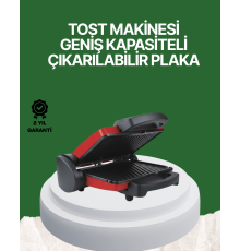 2000 Watt Teflon Tost Makinesi – Geniş Plaka, Ayarlanabilir Isı, Kolay Temizlik