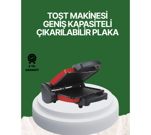 2000 Watt Teflon Tost Makinesi – Geniş Plaka, Ayarlanabilir Isı, Kolay Temizlik