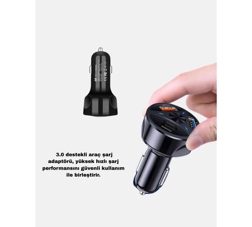 Araç İçi Telefon Tutucu + Quick Charge 3.0 Araç Şarj Cihazı Seti