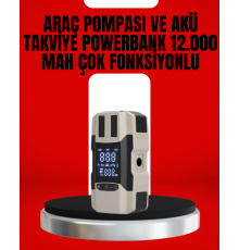 Dijital Ekranlı Araç Pompası Akü Takviye Powerbank 12.000 mAh