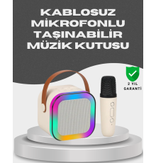 Kablosuz Karaoke Mikrofon Hoparlör Seti Güçlü Ses Çıkışı