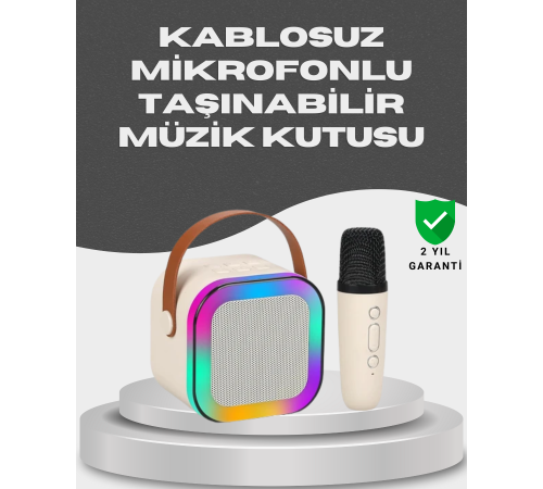 Kablosuz Karaoke Mikrofon Hoparlör Seti Güçlü Ses Çıkışı