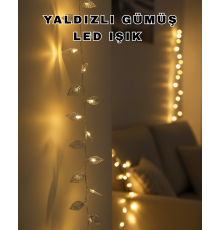 Dekoratif Gümüş Yaprak LED Aydınlatma Pilli Şık Ortam Işığı
