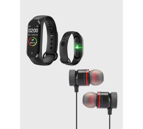 M6 Akıllı Bileklik ve Bluetooth Spor Kulaklık 2’li Set