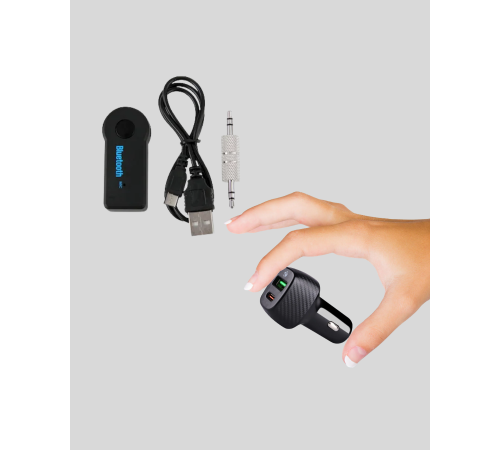 Bluetooth AUX Çevirici ve PD Destekli Araç Şarj Cihazı 2’li Set