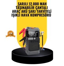 Işıklı Hava Kompresörlü Taşınabilir Akü Takviye Ünitesi