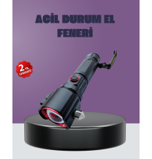 Güçlü Işıklı El Feneri Acil Durum Çekiç ve Pusula