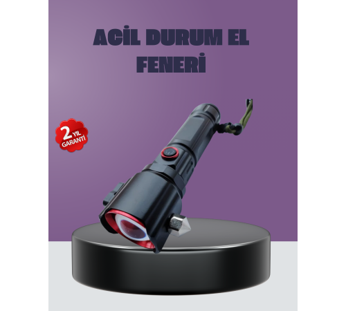 Güçlü Işıklı El Feneri Acil Durum Çekiç ve Pusula