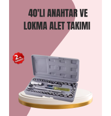 Otomotiv ve Ev Kullanımı İçin 40 Parça Lokma Anahtar Seti Taşıma Çantalı