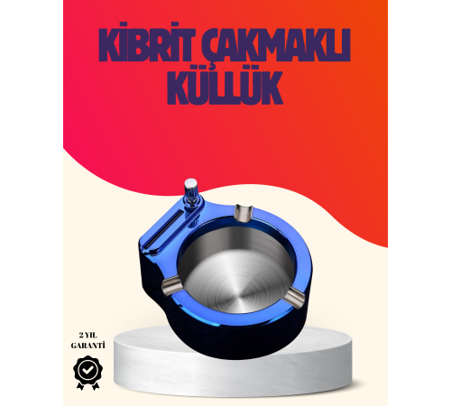 Yuvarlak Metal Küllük Çakmak Entegreli Dayanıklı Yapı