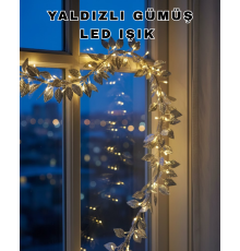 Pilli Gümüş Yaprak LED Işık Ev İçi ve Yılbaşı Dekor Aydınlatması