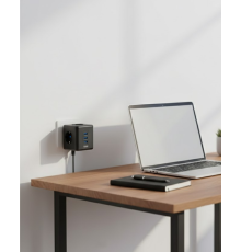 Akım Korumalı Küp Priz 3 Priz Girişi ve 3 USB Şarj Özellikli