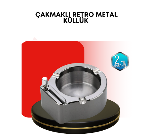 Paslanmaz Çakmaklı Küllük Modern Masa Üstü Aksesuar