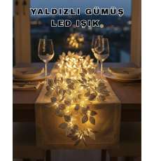 Yaprak Şekilli Gümüş LED Işık Pilli Dekoratif Aydınlatma