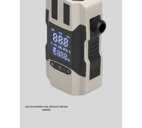 Dijital Ekranlı Araç Pompası Akü Takviye Powerbank 12.000 mAh