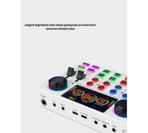 Çok Efektli Canlı Yayın Ses Mikseri USB ve Kablosuz Uyumlu
