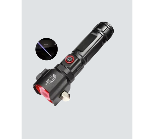 USB Şarjlı Çok Amaçlı El Feneri Çekiçli Pusulalı