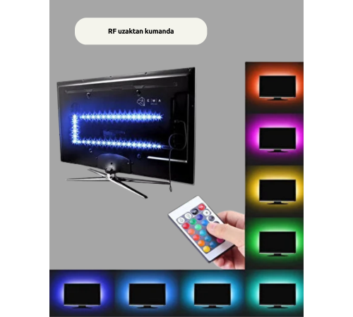 TV Arkası LED Şerit Işık Otomatik Açma Kapama Özellikli 2mt