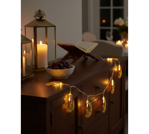 Ramazan Ay Işığı Secde Eden Adam Silüetli LED Peri Işığı