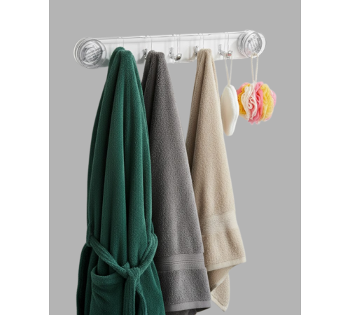 Mutfak ve Banyo Askılığı Vakumlu Yapışkanlı 5 Askı Bölmeli