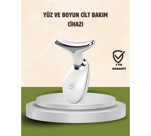 Cilt Yenileyici Şarjlı Güzellik Aleti – Pozitif/Negatif İyon, Titreşimli Masaj ve Kırmızı-Mavi-Yeşil Işıkla