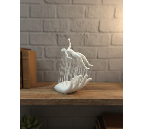 3D El Formlu İnsan Figürü Beyaz Modern Ev ve Ofis Dekoru