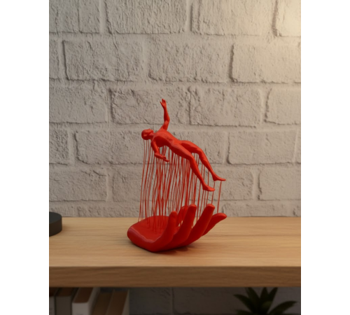 3D El Formlu İnsan Figürü Kırmızı Soyut Tasarım Dekoratif Biblo 12x18 cm