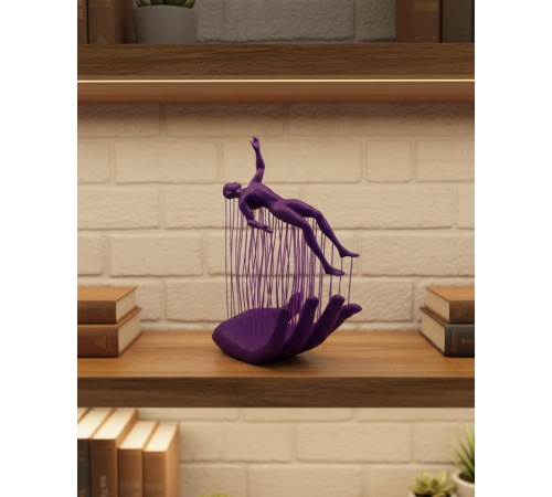 3D El Formlu İnsan Figürü Mor Özgün Sanat Biblosu 12x18 cm