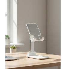 Ayarlanabilir Ergonomik Katlanabilir Masaüstü Telefon Tutucu Beyaz