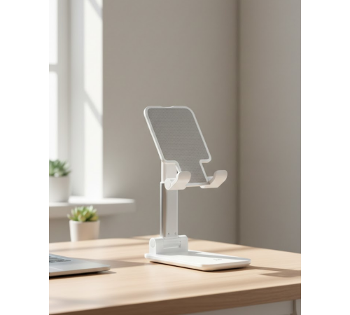Ayarlanabilir Ergonomik Katlanabilir Masaüstü Telefon Tutucu Beyaz