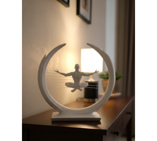 3D Zen Heykeli Ay Formlu Meditasyon Yapan İnsan Figürü Dekor