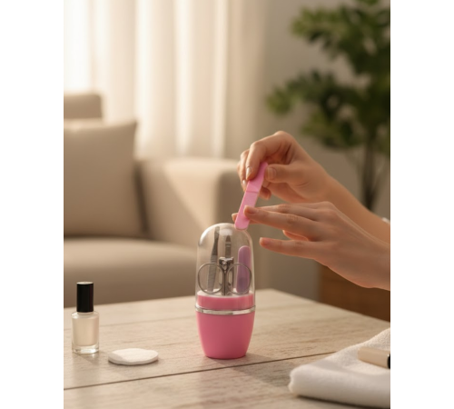 Tırnak Bakım Manikür Pedikür Seti 4 Parça Pembe Minimal ve Dayanıklı