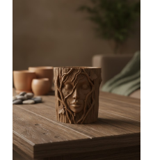 Doğa Temalı Yüz Detaylı Dekoratif Vazo 3D Ağaç Desenli Şık Saksı