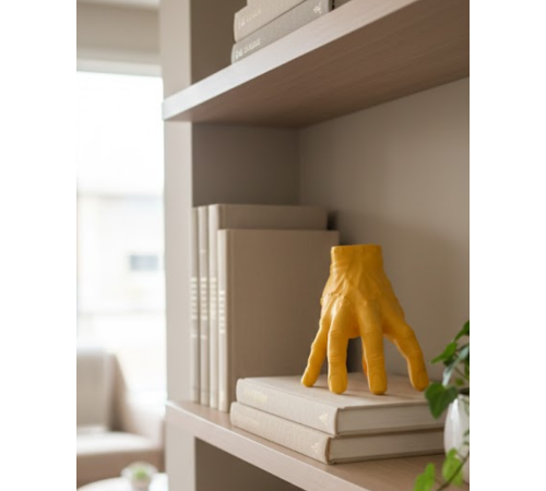 3D Sarı El Dekoratif Biblo 17x16 cm Modern Ev Aksesuarı