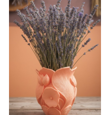 Turuncu Çiçek Desenli 3D Dekoratif Vazo Modern Masaüstü Aksesuar