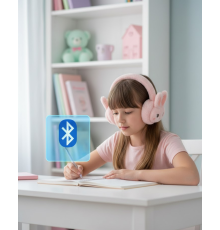 Şarjlı Tavşan Tasarımlı Kablosuz Bluetooth Kulaklık Stereo Ses ve Hafıza Kart Destekli