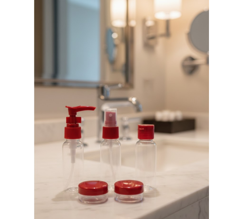 5’li Seyahat Boy Kozmetik Şişe Seti 30 ml Çantalı Organizer