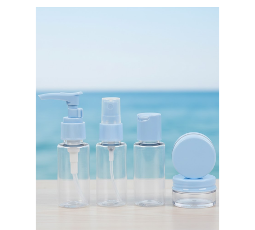 5’li Seyahat Dolum Şişe Seti 30 ml Şeffaf Taşıma Çantalı