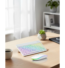 Aydınlatmalı Kablosuz Klavye Mouse Seti Bluetooth Bağlantılı Çoklu Cihaz Uyumlu