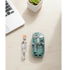 Bluetooth ve 2.4G USB Destekli Pilli Kablosuz Şeffaf Mouse