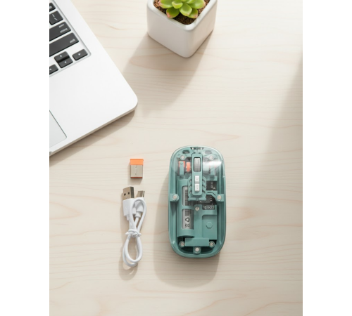 Bluetooth ve 2.4G USB Destekli Pilli Kablosuz Şeffaf Mouse