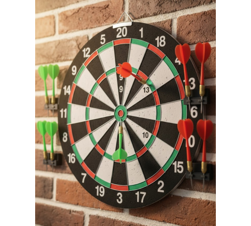 12 İnç Dart Tahtası 4 Adet Metal Uçlu Dart Oku Kolay Montajlı