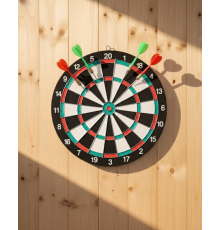 15 İnç Dart Tahtası 4 Metal Uçlu Dart Oku Dayanıklı Ahşap Gövde